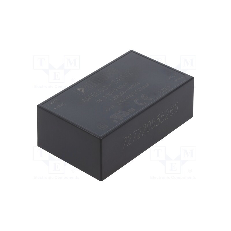 1 pcs x AIMTEC - AMEL60-24SJZ - Converter: AC/DC, 60W, 85÷264VAC, Usup: 100÷370VDC, Uout: 24VDC