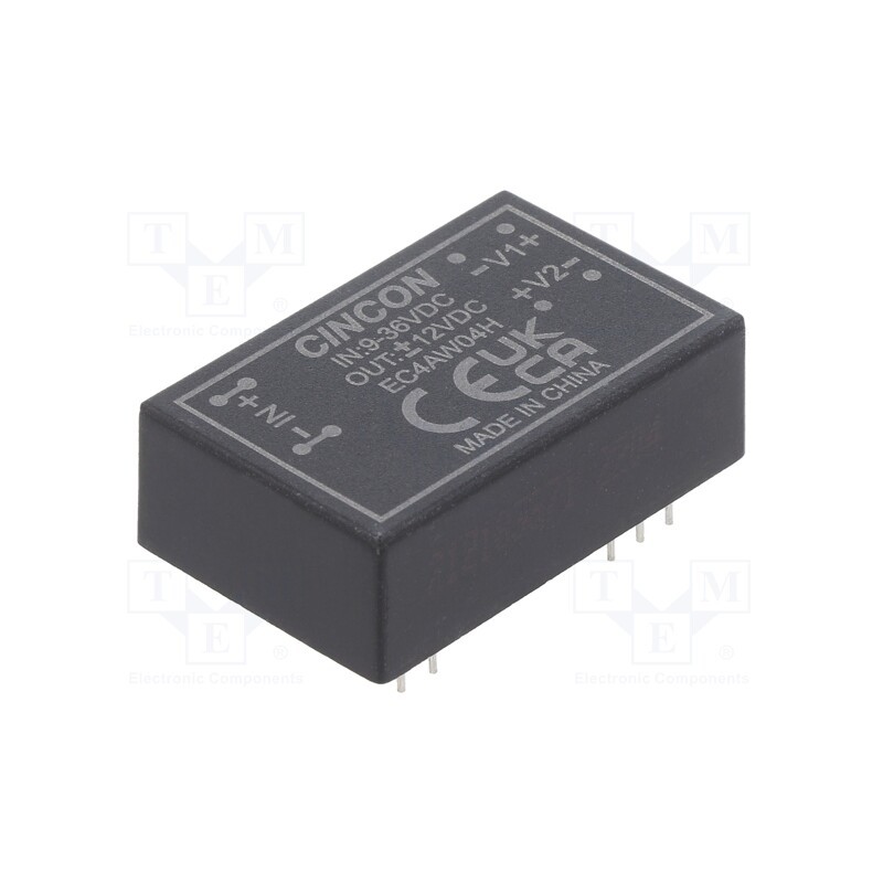1 pcs x CINCON - EC4AW04H - Converter: DC/DC, 3.3/6W, Uin: 9÷36V, Uout: 12VDC, Uout2: -12VDC
