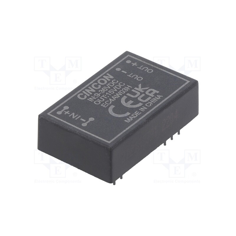 1 pcs x CINCON - EC4AW03H - Converter: DC/DC, 3.3/6W, Uin: 9÷36V, Uout: 15VDC, Iout: 400mA, THT
