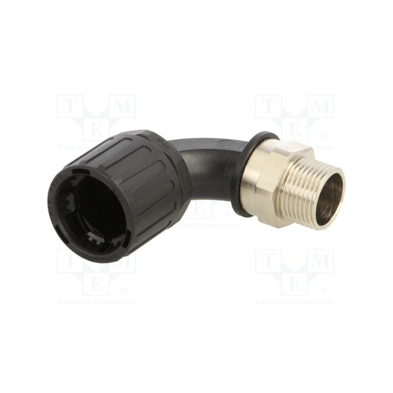 1 pcs x HELLERMANNTYTON - 166-22503 - 90° angled connector, nickel-plated brass,polyamide, HelaGuard