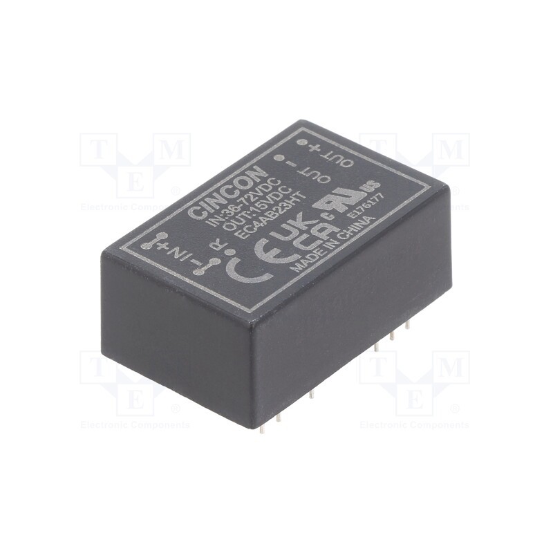 1 pcs x CINCON - EC4AB23HT - Converter: DC/DC, 5/6W, Uin: 36÷72V, Uout: 15VDC, Iout: 400mA, DIP24
