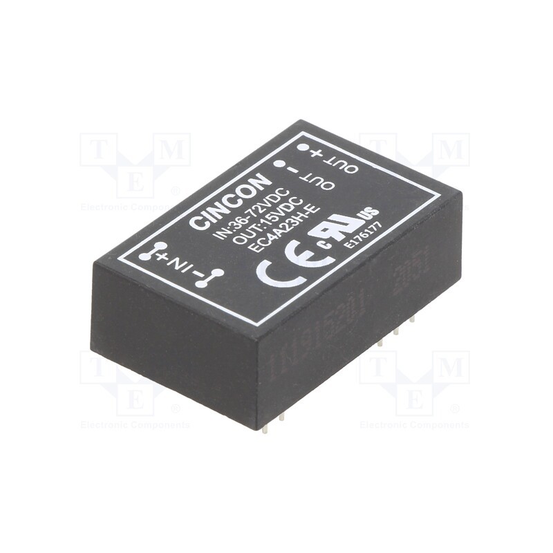 1 pcs x CINCON - EC4A23H-E - Converter: DC/DC, 5/6W, Uin: 36÷72V, Uout: 15VDC, Iout: 400mA, DIP24