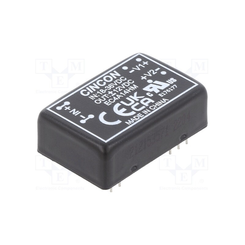 1 pcs x CINCON - EC4A14HM - Converter: DC/DC, 5/6W, Uin: 18÷36V, Uout: 12VDC, Uout2: -12VDC, THT