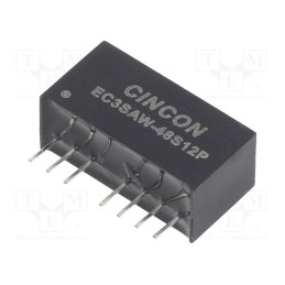 1 pcs x CINCON - EC3SAW-48S12P - Converter: DC/DC, 3W, Uin: 18÷75V, Uout: 12VDC, Iout: 0÷250mA, SIP8