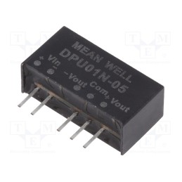 1 pcs x MEAN WELL - DPU01N-05 - Converter: DC/DC, 1W, Uin: 21.6÷26.4V, Uout: 5VDC, Uout2: -5VDC, SIP6