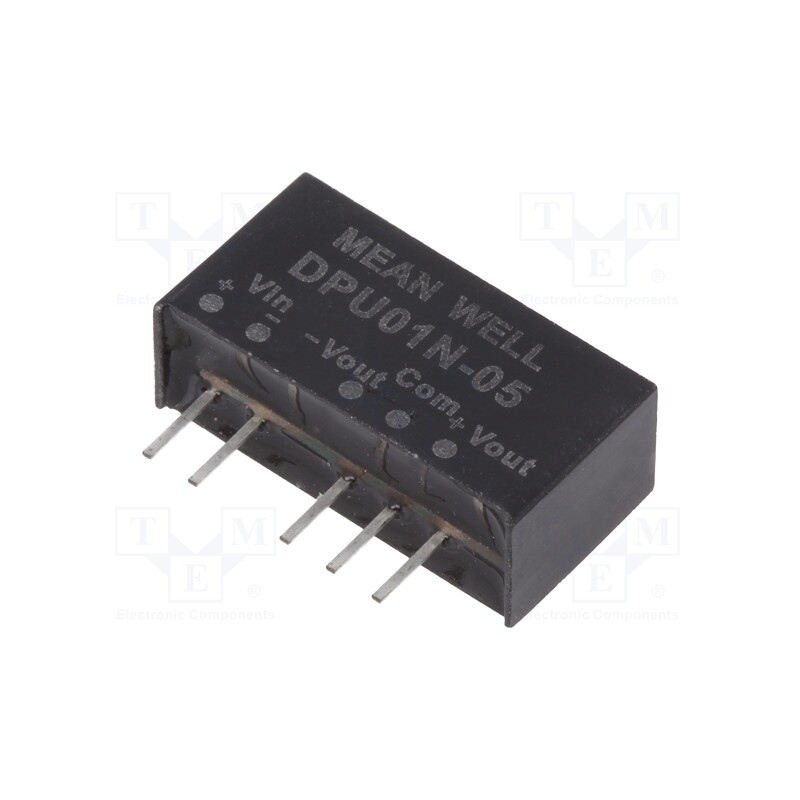 1 pcs x MEAN WELL - DPU01N-05 - Converter: DC/DC, 1W, Uin: 21.6÷26.4V, Uout: 5VDC, Uout2: -5VDC, SIP6