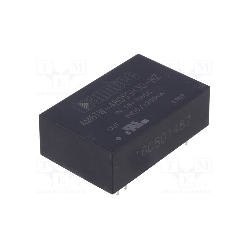 1 pcs x AIMTEC - AM6TW-4805SH30-NZ - Converter: DC/DC, 6W, Uin: 18÷75V, Uout: 5VDC, Iout: 1.2A, DIP24
