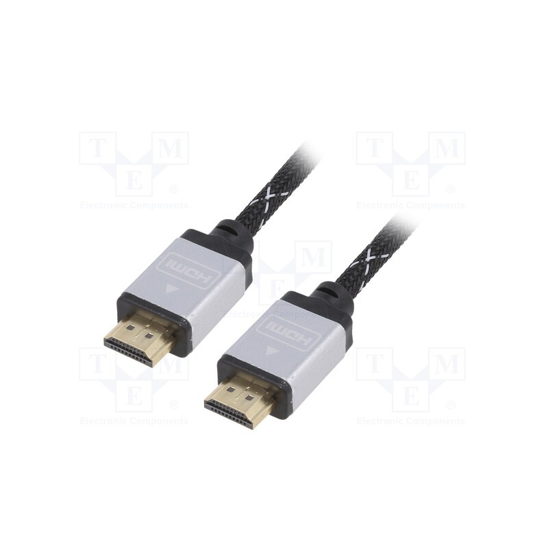 1 pcs x GEMBIRD - CCB-HDMIL-1.5M - Cable, HDMI 2.0, HDMI plug,both sides, textile, 1.5m, black, 30AWG