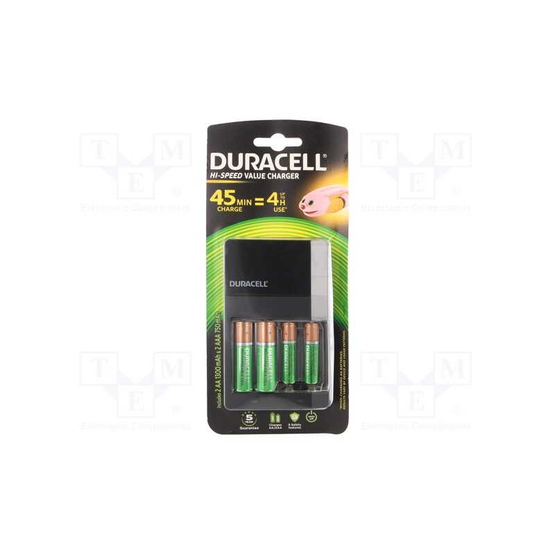 1 pcs x DURACELL - CEF14 2XAA 2XAAA - Charger: microprocessor-based, Ni-MH, Size: AA,AAA,R03,R6