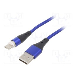 1 pcs x AKYGA - AK-USB-42 - Cable, USB 2.0, USB A plug,USB C plug, nickel plated, 1m, blue
