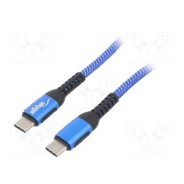1 pcs x AKYGA - AK-USB-36 - Cable, USB 2.0, USB C plug,both sides, nickel plated, 0.5m, blue