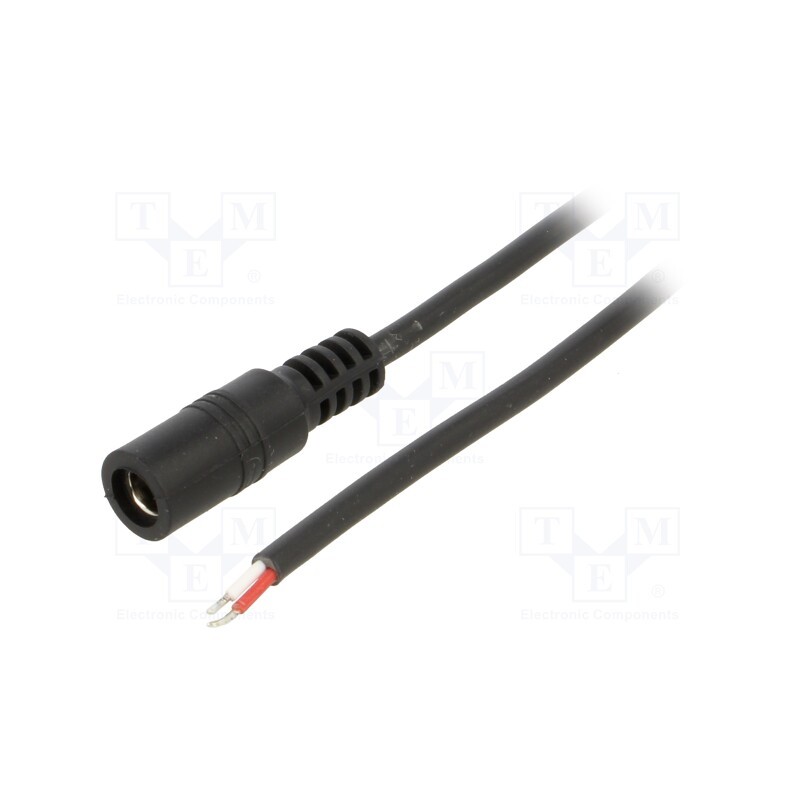 1 pcs x BQ CABLE - DC.CAB.4000.0150 - Cable, 2x0.5mm2, wires,DC 5,5/2,1 socket, straight, black, 1.5m