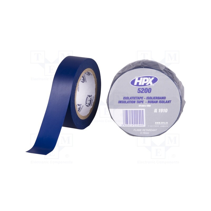 5 rol x HPX - IL1910 - Tape: electrical insulating, W: 19mm, L: 10m, Thk: 0.15mm, blue, 241%