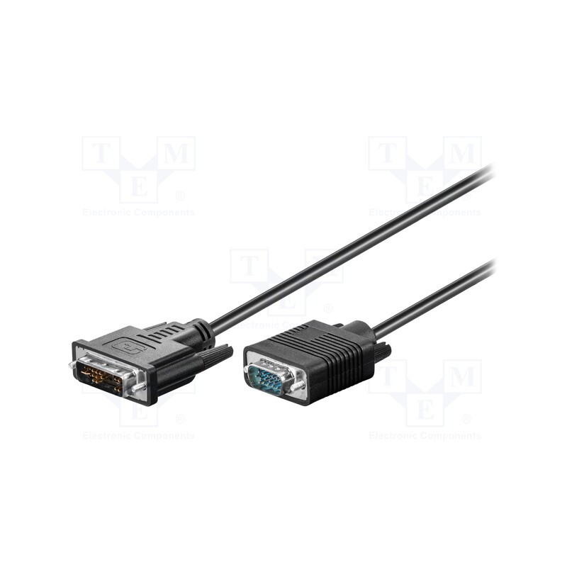 1 pcs x Goobay - 50990 - Cable, D-Sub 15pin HD plug,DVI-I (12+5) plug, 2m, black