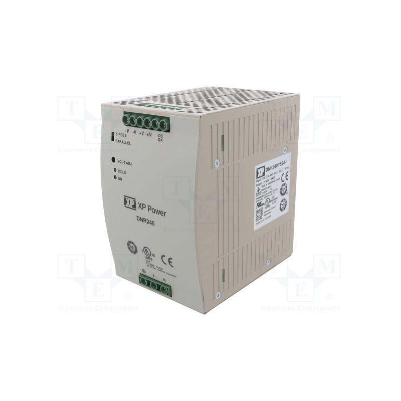 1 pcs x XP POWER - DNR240PS24-I - Power supply: switched-mode, for DIN rail, 240W, 24VDC, 10A, 89%