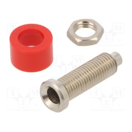 1 pcs x ELECTRO-PJP - 3113-RT - Socket, 4mm banana, 36A, 60VDC, Cutout: Ø6mm, red, nickel plated