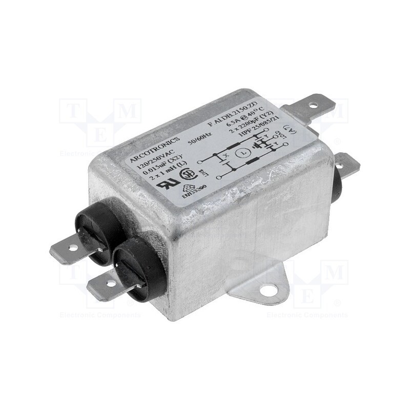 1 pcs x KEMET - FAIDB2150ZD000 - Filter: anti-interference, 250VAC, Cx: 15nF, Cy: 2.2nF, 1mH, 6.5A