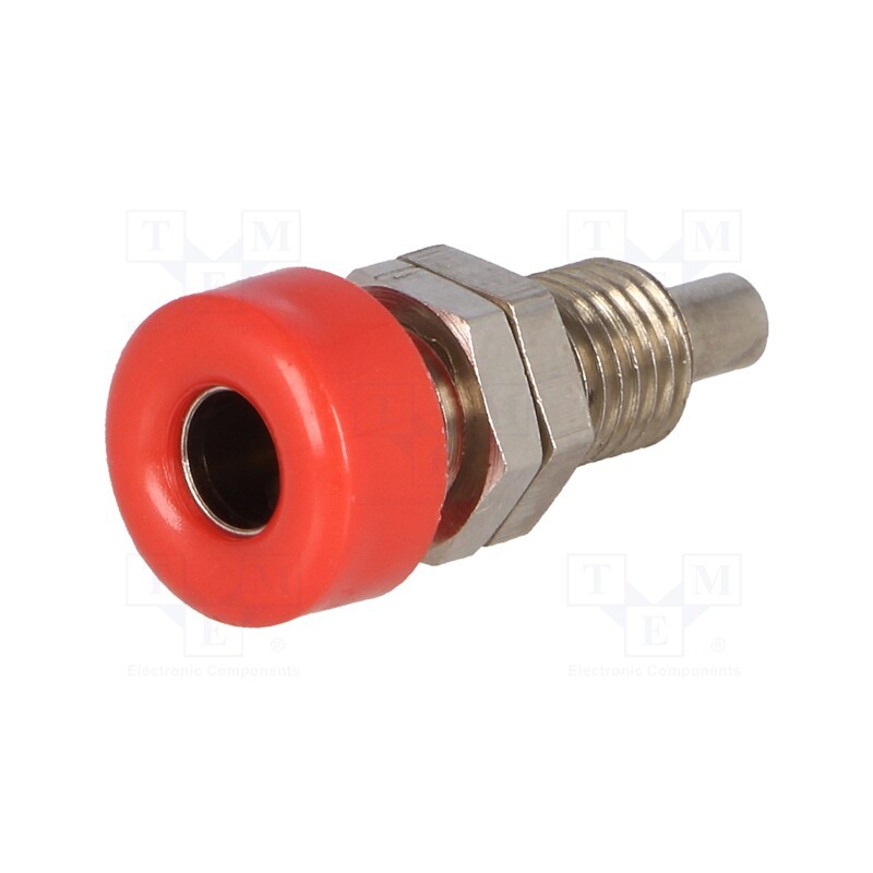1 pcs x SCHu00dcTZINGER - BU 403 NI / RT - Socket, 4mm banana, 32A, 33VAC, 70VDC, red, nickel plated, -25÷90°C