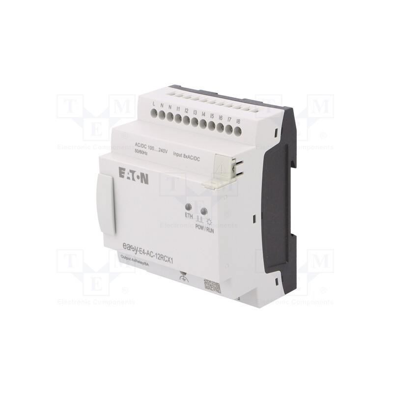 1 pcs x EATON ELECTRIC - EASY-E4-AC-12RCX1 - Programmable relay, 8A, IN: 8, Analog in: 0, Analog.out: 0, OUT: 4
