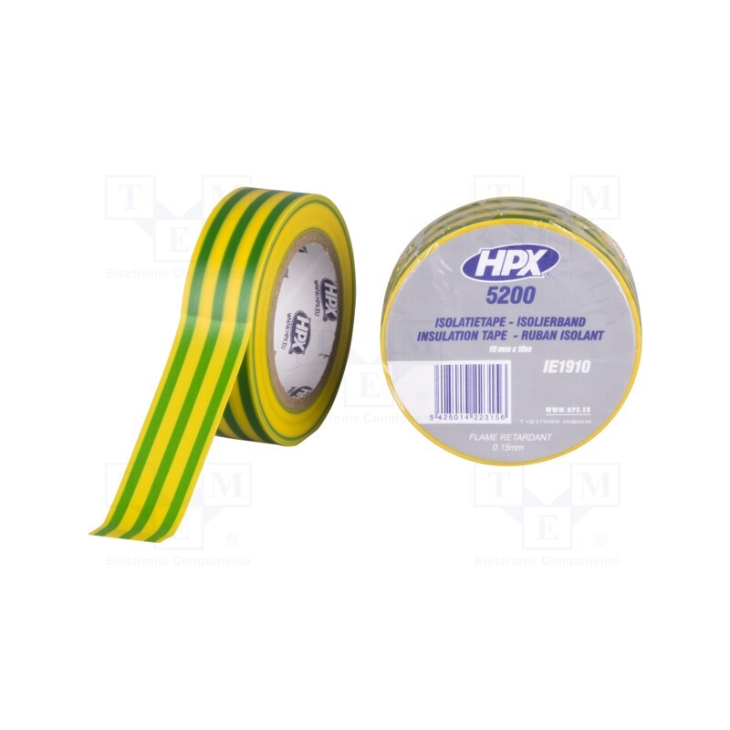 5 rol x HPX - IE1910 - Tape: electrical insulating, W: 19mm, L: 10m, Thk: 0.15mm, rubber