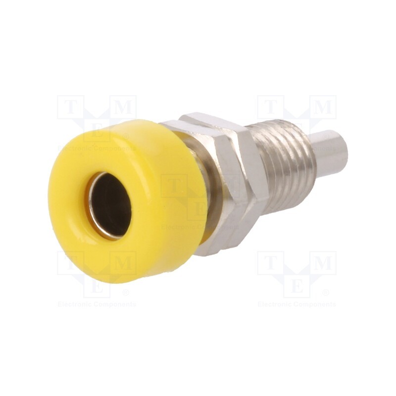 1 pcs x SCHu00dcTZINGER - BU 403 NI / GE - Socket, 4mm banana, 32A, 33VAC, 70VDC, yellow, nickel plated, 10mΩ