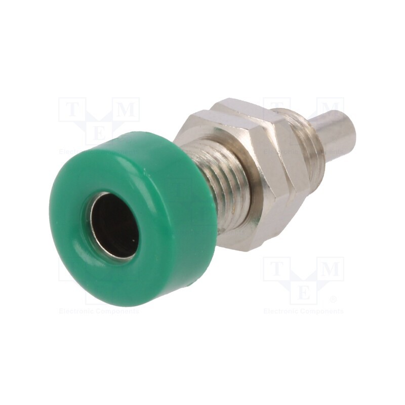1 pcs x SCHu00dcTZINGER - BU 403 NI / GN - Socket, 4mm banana, 32A, 33VAC, 70VDC, green, nickel plated, 10mΩ