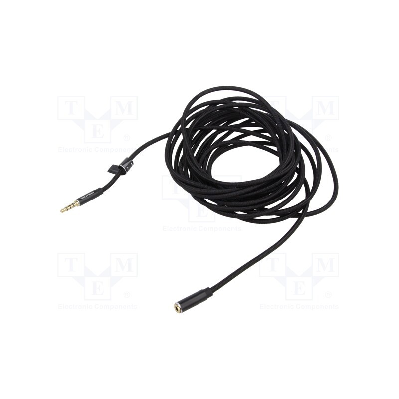 1 pcs x VENTION - BHCBJ - Cable, Jack 3.5mm 4pin socket,Jack 3,5mm 4pin plug, 5m, black