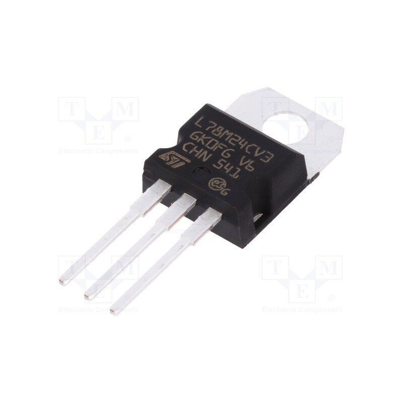 2 pcs x STMicroelectronics - L78M24CV - IC: voltage regulator, linear,fixed, 24V, 0.5A, TO220AB, THT,