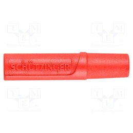 1 pcs x SCHu00dcTZINGER - KU 02 L NI / RT - Socket, 2mm banana, 10A, 33VAC, 70VDC, Overall len: 21mm, red, Ø: 2mm