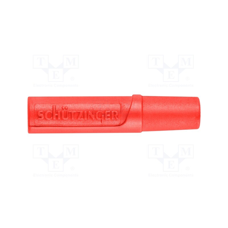 1 pcs x SCHu00dcTZINGER - KU 02 L NI / RT - Socket, 2mm banana, 10A, 33VAC, 70VDC, Overall len: 21mm, red, Ø: 2mm