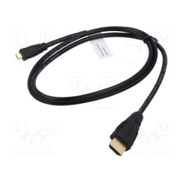 1 pcs x DIGITUS - AK-330115-010-S - Cable, HDMI 1.4, HDMI plug,micro HDMI plug, 1m, black