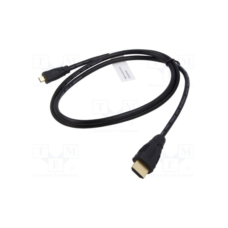 1 pcs x DIGITUS - AK-330115-010-S - Cable, HDMI 1.4, HDMI plug,micro HDMI plug, 1m, black