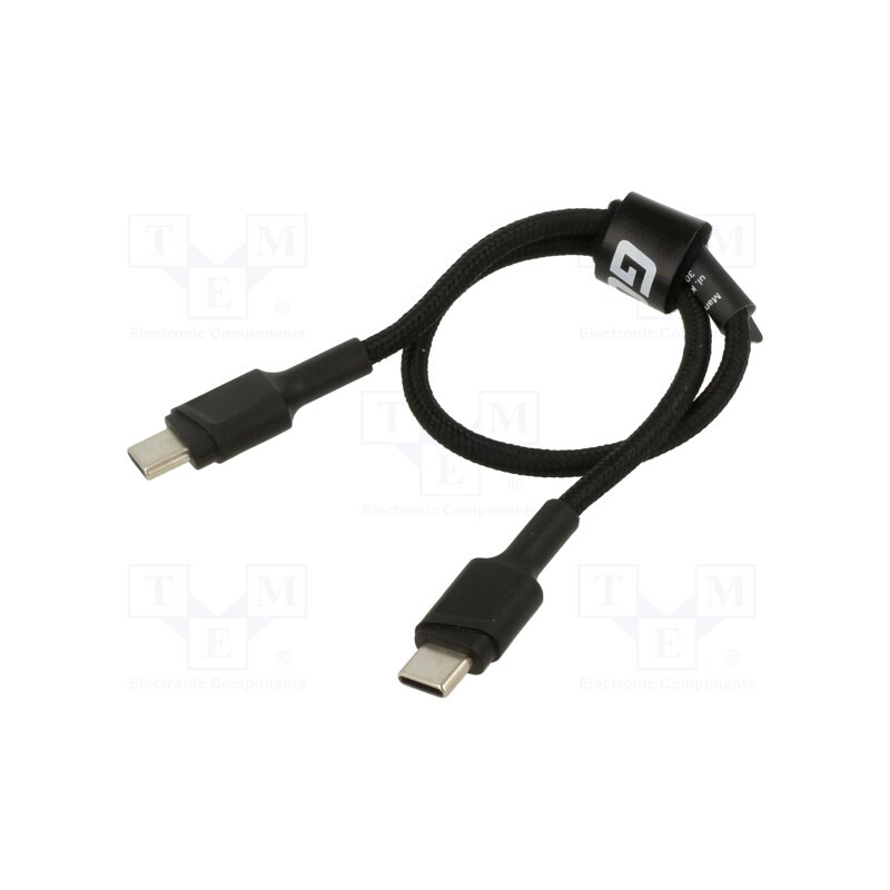 1 pcs x GREEN CELL - KABGC31 - Cable, USB 2.0, USB C plug,both sides, 0.3m, black, 480Mbps, 60W