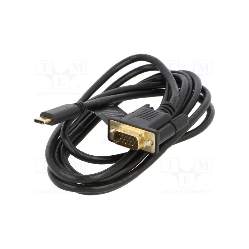 1 pcs x GEMBIRD - A-CM-VGAM-01 - Adapter, USB 3.1, D-Sub 15pin HD plug,USB C plug, 2m, black