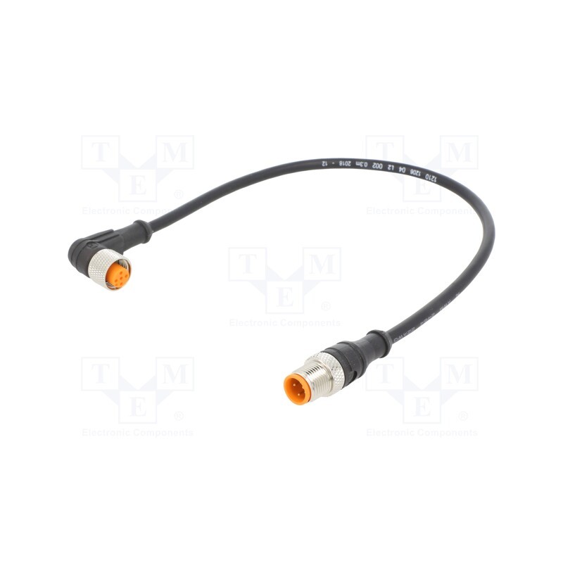 1 pcs x LUTRONIC - 1210 1206 04 L2 002 0,3M - Connection lead, M12, PIN: 4, 0.3m, plug, 4A, -25÷80°C, IP67, 30VDC