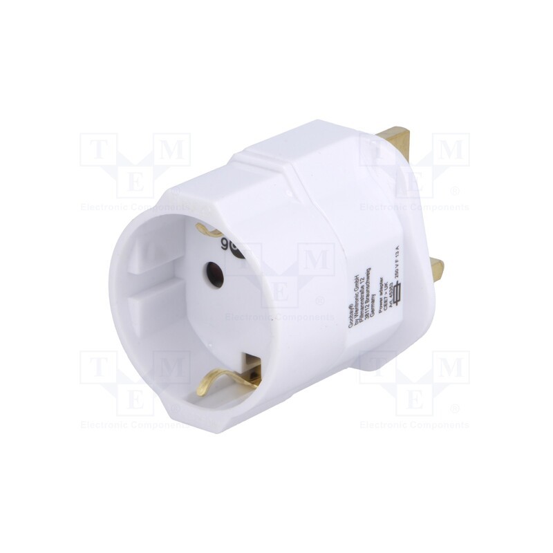 1 pcs x Goobay - 45353 - Adapter, Plug: with earthing, Input: UK, Out: EU, Colour: white