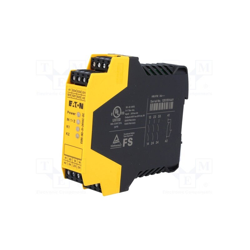 1 pcs x EATON ELECTRIC - ESR5-NO-31-24VAC-DC - Module: safety relay, ESR5, 24VAC, 24VDC, IN: 3, -20÷55°C, IP20