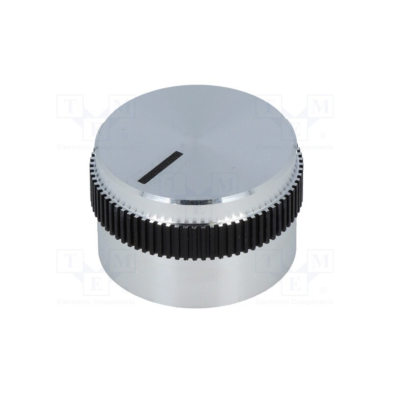 1 pcs x MENTOR - 5617.6614 - Knob, with pointer, aluminium, Øshaft: 6mm, Ø24x15mm, grey-black