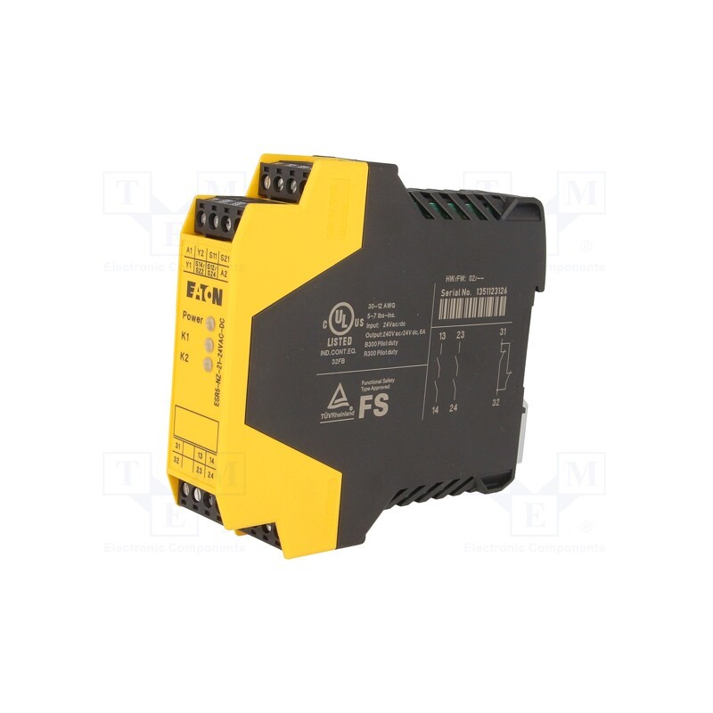 1 pcs x EATON ELECTRIC - ESR5-NZ-21-24VAC-DC - Module: safety relay, ESR5, 24VAC, 24VDC, IN: 2, -20÷55°C, IP20