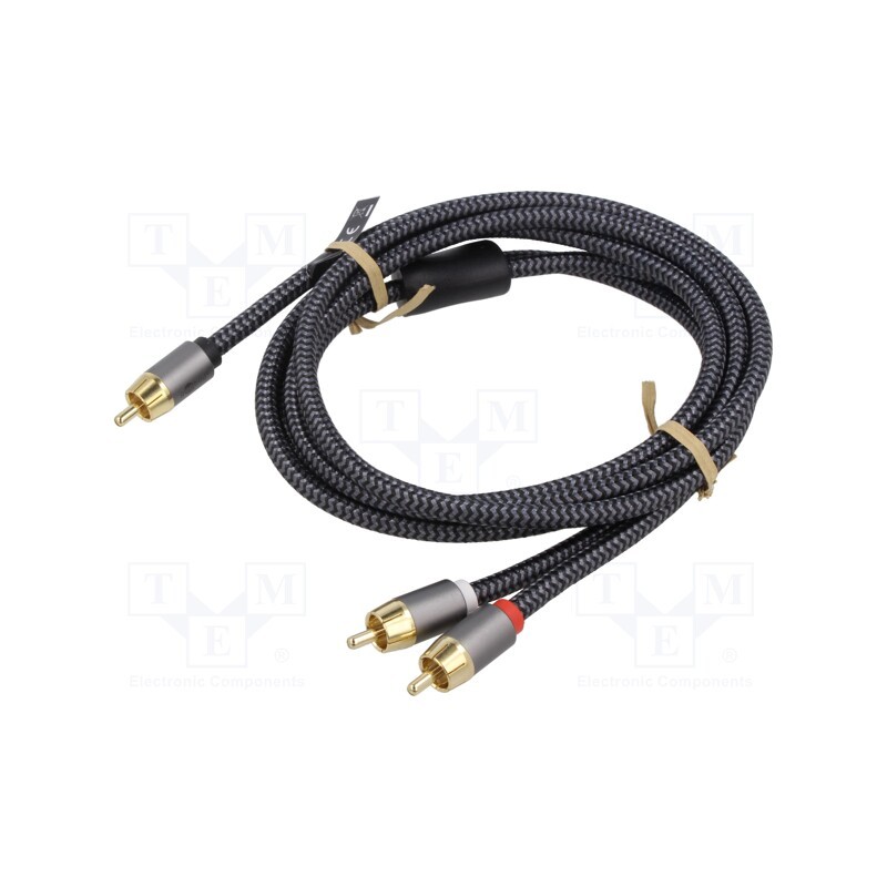 1 pcs x Goobay - 65297 - Cable, RCA plug,both sides, 3m, Plating: gold-plated, black-gray