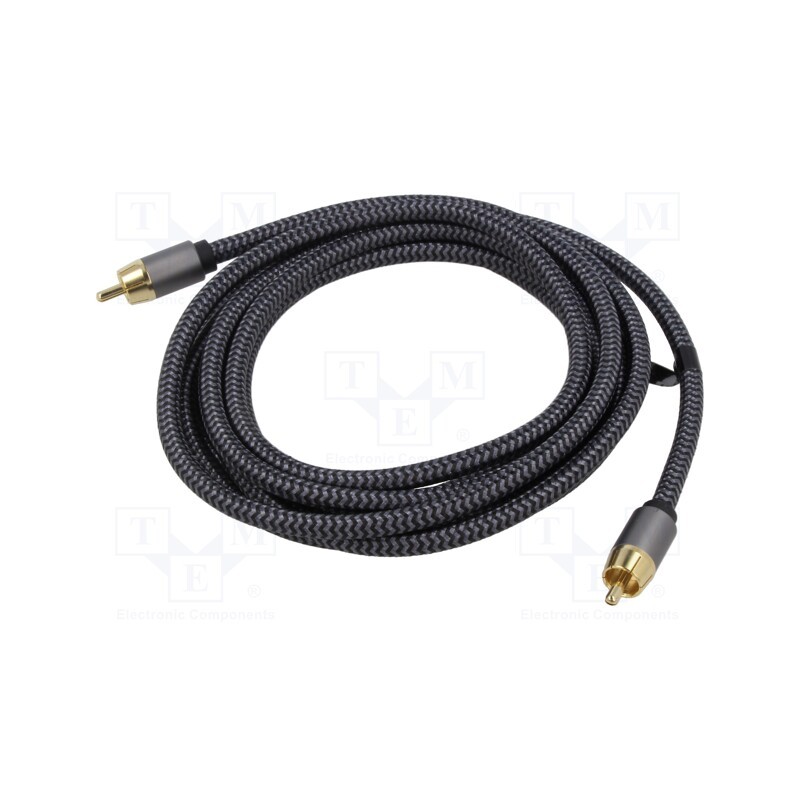 1 pcs x Goobay - 65296 - Cable, RCA plug,both sides, 2m, Plating: gold-plated, black-gray