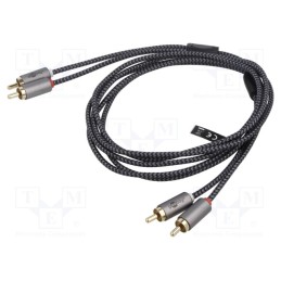 1 pcs x Goobay - 65292 - Cable, RCA plug x2,both sides, 1m, Plating: gold-plated, Al foil
