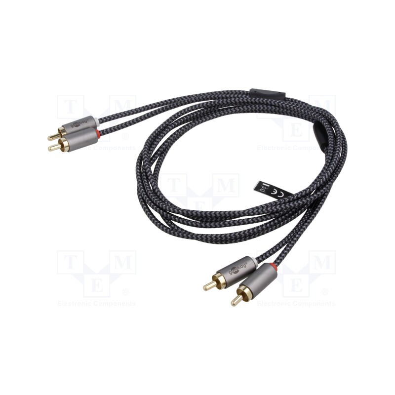 1 pcs x Goobay - 65291 - Cable, RCA plug x2,both sides, 0.5m, Plating: gold-plated, PVC