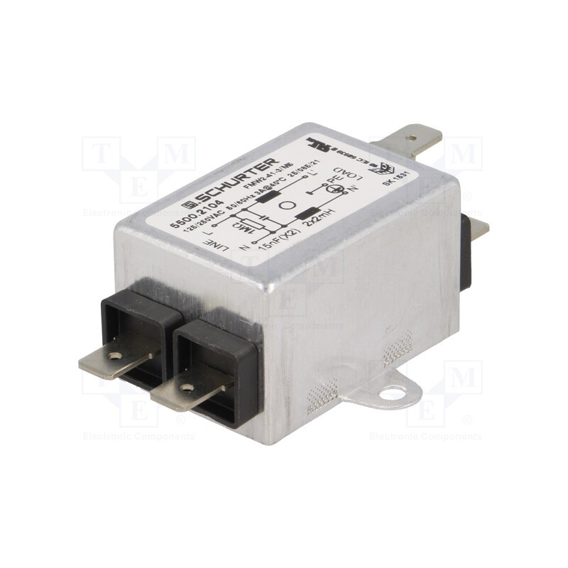 1 pcs x SCHURTER - 5500.2104 - Filter: anti-interference, 250VAC, 15nF, 2mH, Ioper.max: 3A