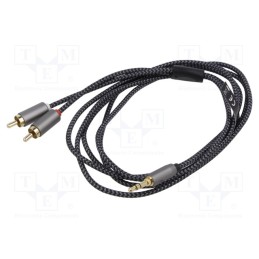 1 pcs x Goobay - 65288 - Cable, Jack 3.5mm 3pin plug,RCA plug x2, 2m, black-gray, Al foil