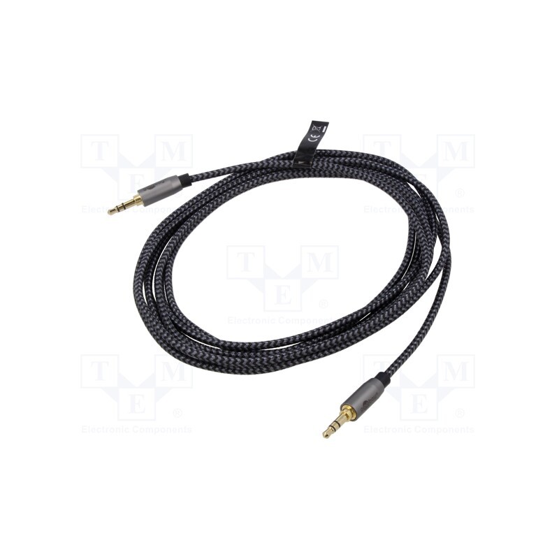 1 pcs x Goobay - 65272 - Cable, Jack 3.5mm 3pin plug,both sides, 0.5m, black-gray, PVC