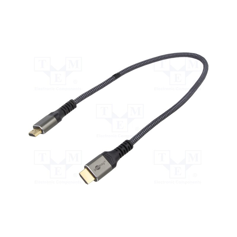1 pcs x Goobay - 64992 - Cable, HDMI 2.0, HDMI plug,both sides, PVC, textile, Len: 0.5m