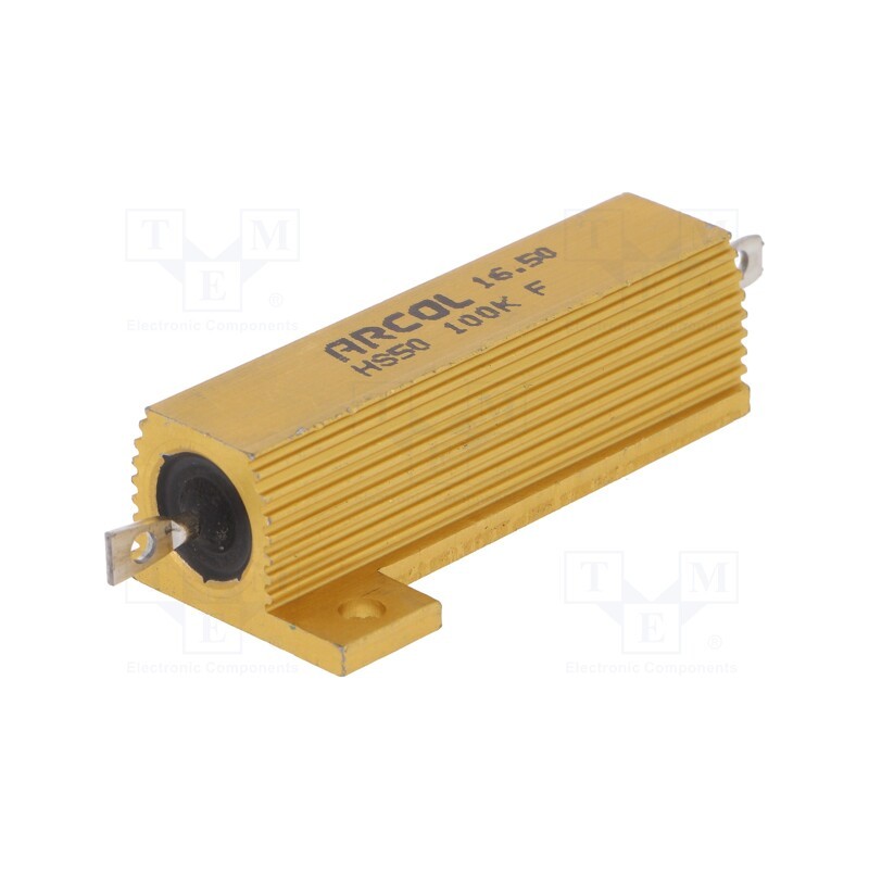 1 pcs x ARCOL - HS50 100K F - Resistor: wire-wound, with heatsink, screw, 100kΩ, 50W, ±1%