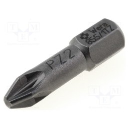 1 pcs x WERA - 5056815001 - Screwdriver bit, Pozidriv®, PZ2, Overall len: 25mm, TORSION