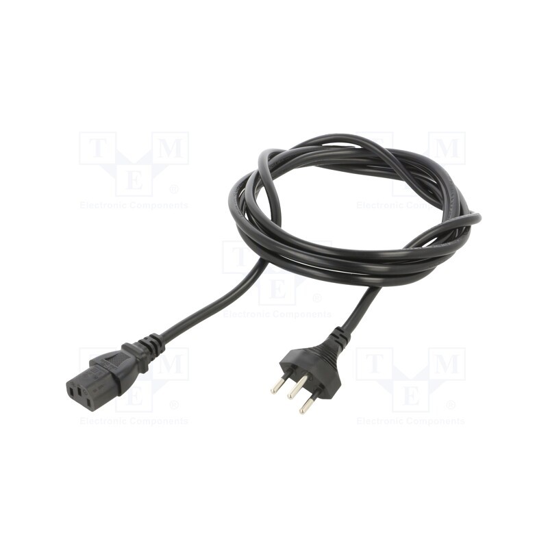 1 pcs x Qualtek Electronics - 378001-E01 - Cable, 3x1mm2, IEC C13 female,SEV-1011 (J) plug, PVC, 2.5m, black